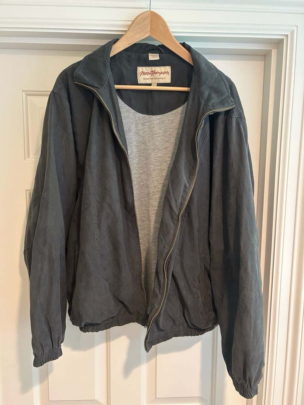 Norm Thompson Full Zip Bomber Jacket Charcoal Grey Size L Mens Unisex
